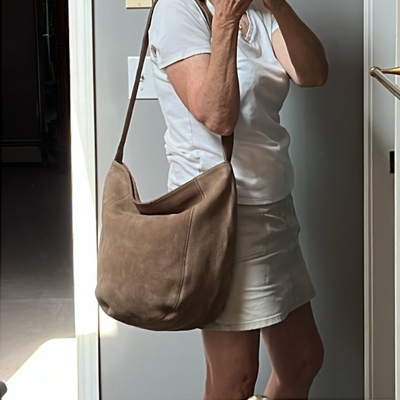 Coach Y2K Vintage Pebbled Leather Tan Tote Hobo Boho Hippie NuBuck Suede Handbag - Picture 4 of 16